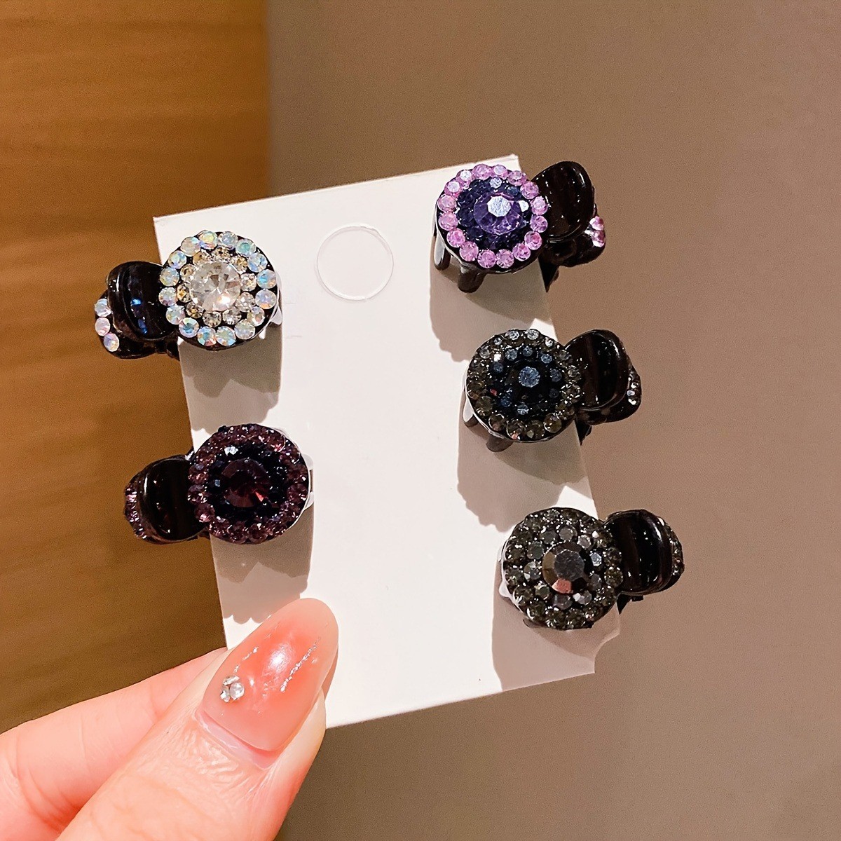 5pcs Women’s Colorful Rhinestone Updo Hair Claw Clips – Vintage Elegant