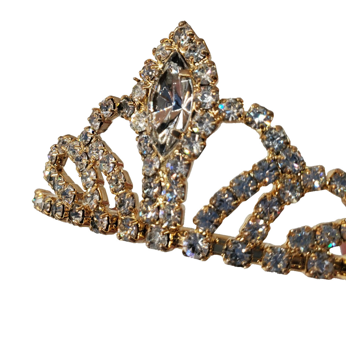 Hair Comb Rhinestone Crown Bun Decoration Marquis Cut Main Princess Queen Royal