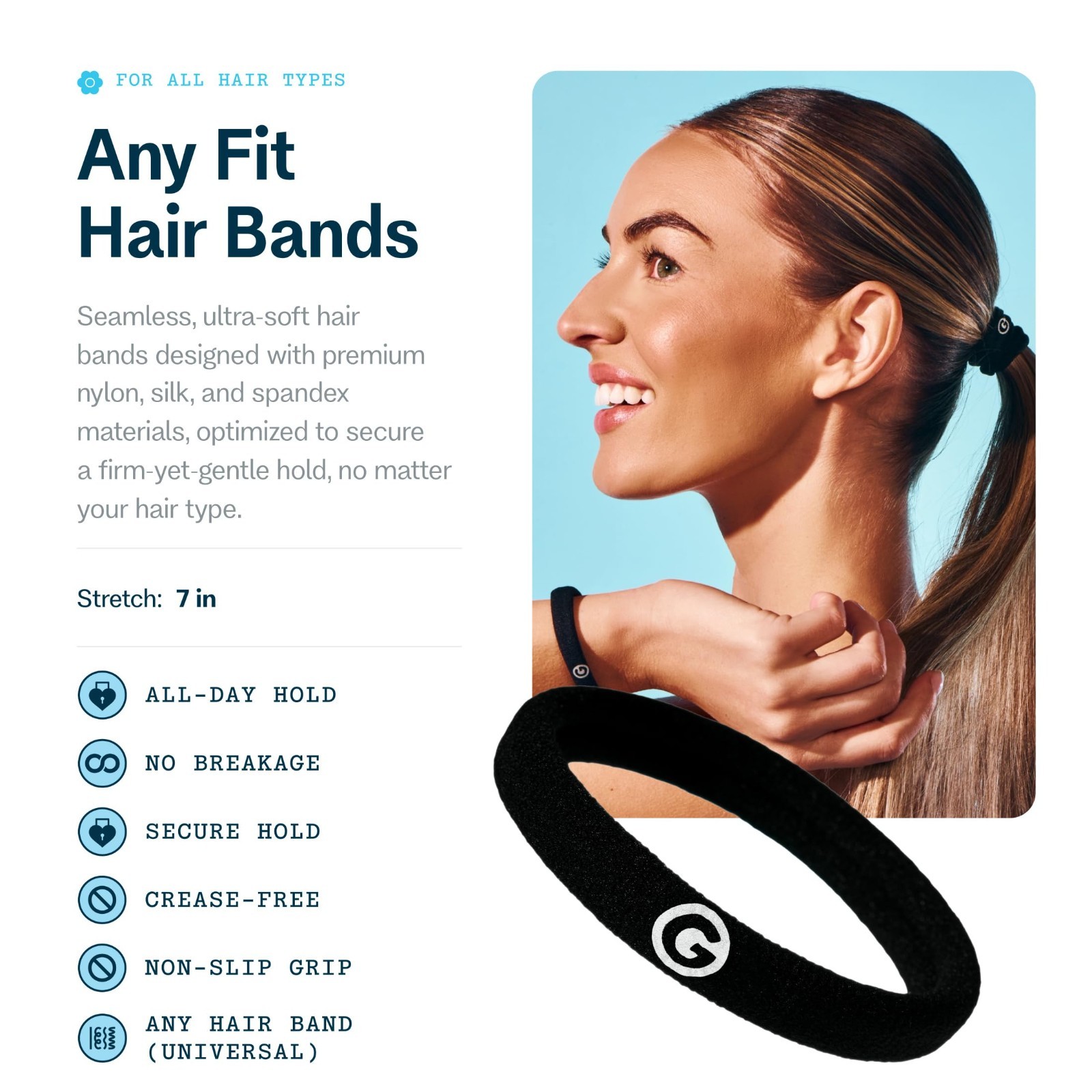 Medium Hold Hair Bands – Seamless Spandex Nylon Ties for All Hair Types – 36 Pac