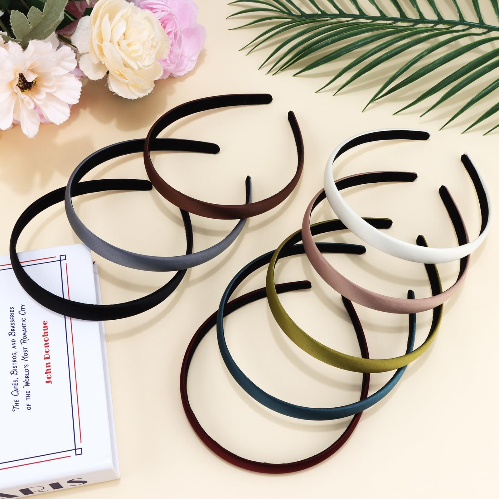 8Pcs Satin Thin Headbands For Non Slip, Silk Fabric Vintage Hair Bands No Hea…