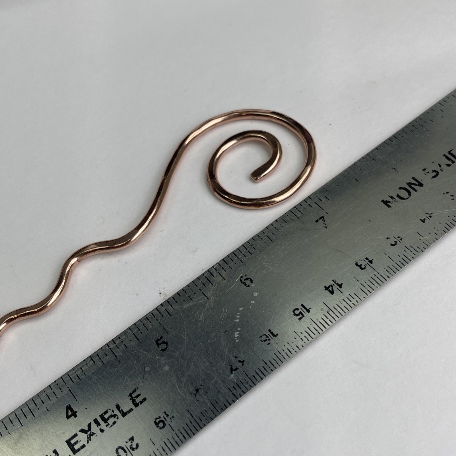 Extra Long Solid Copper Hair Pin, Stick, Slide, Spiral Top