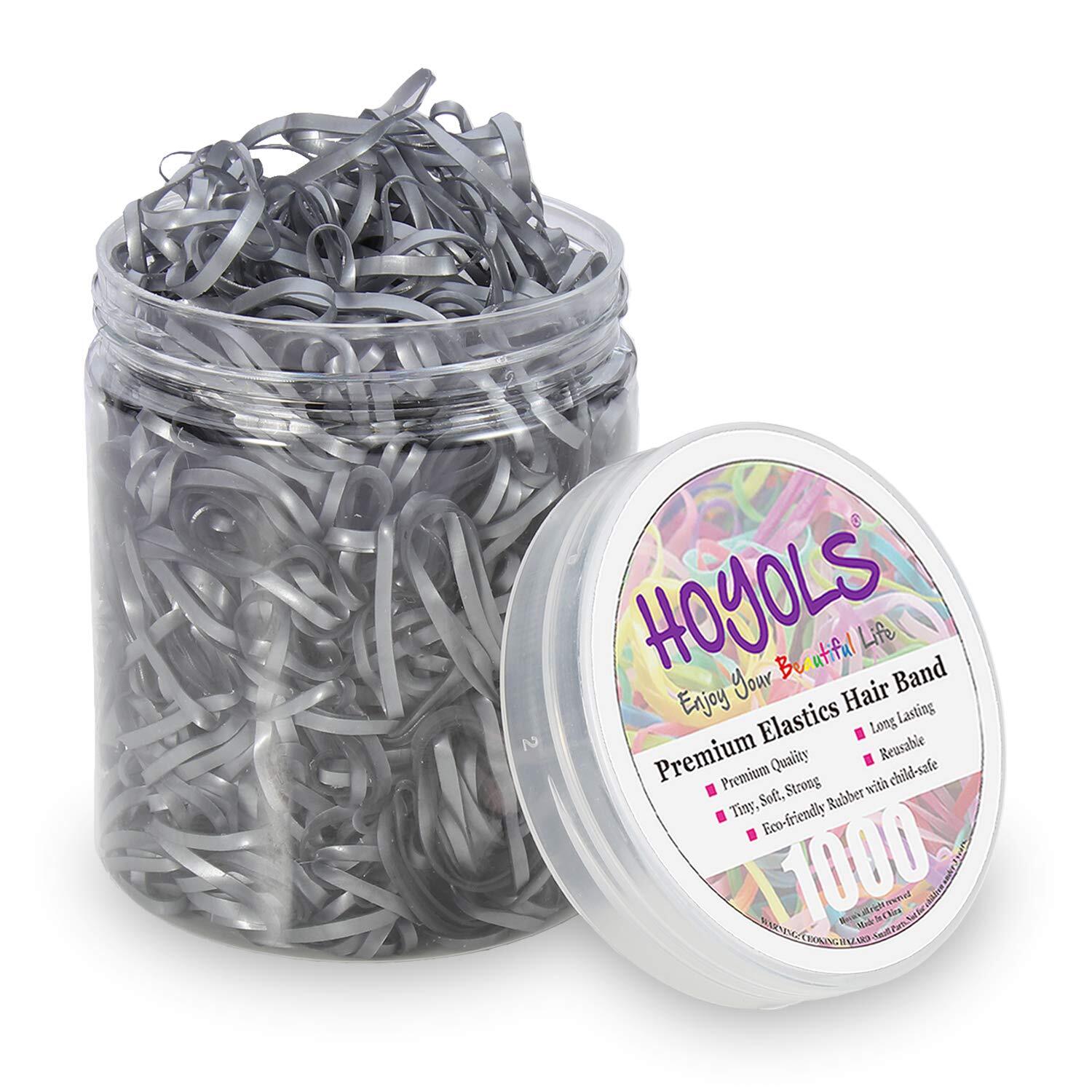 1000 Piece Silver Metal Rubber Hair Ties Elastic Bands Ponytail Polyband TPR