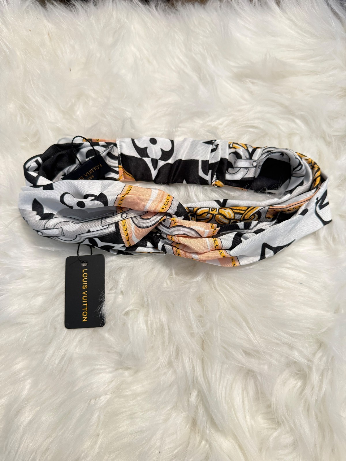 Multicolor Logo Twist Knot Fabric Headband, Women