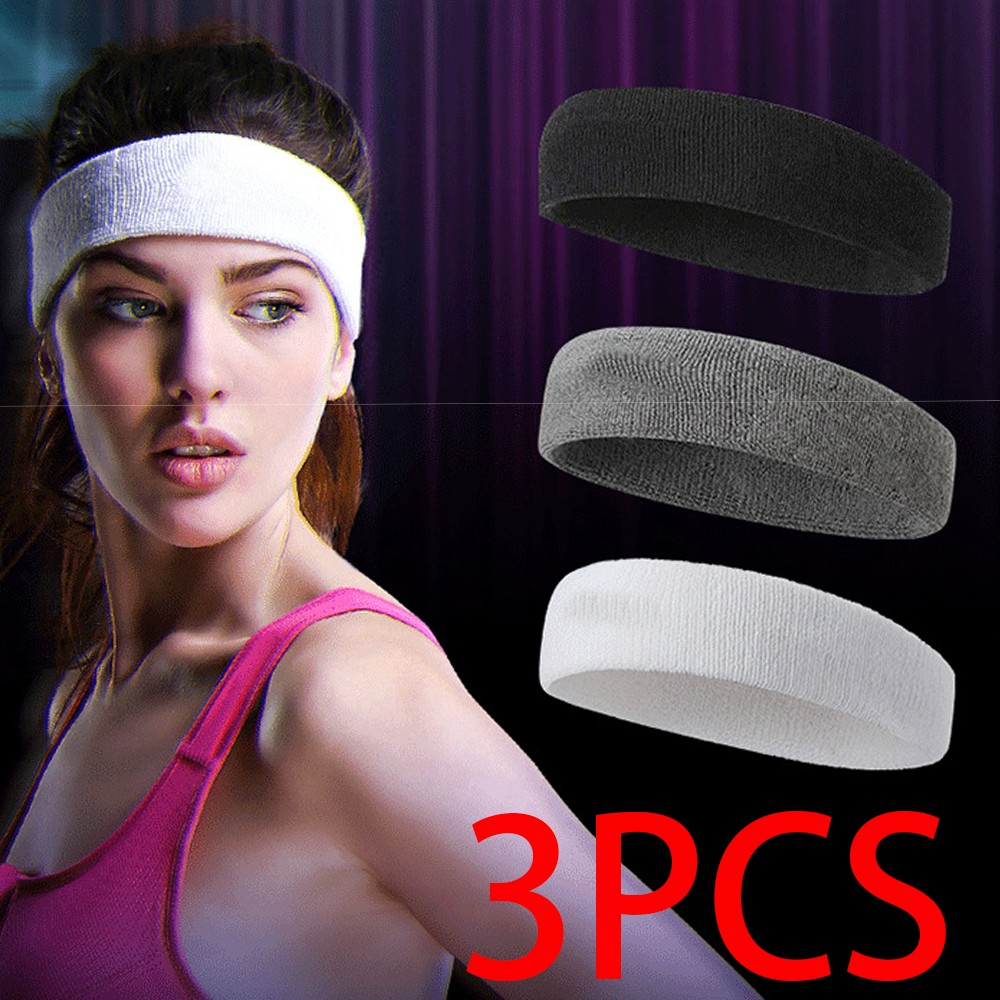 3pack Sports Headband Yoga Gym Sweatband Women Men Hair Bands Head Sweat Band