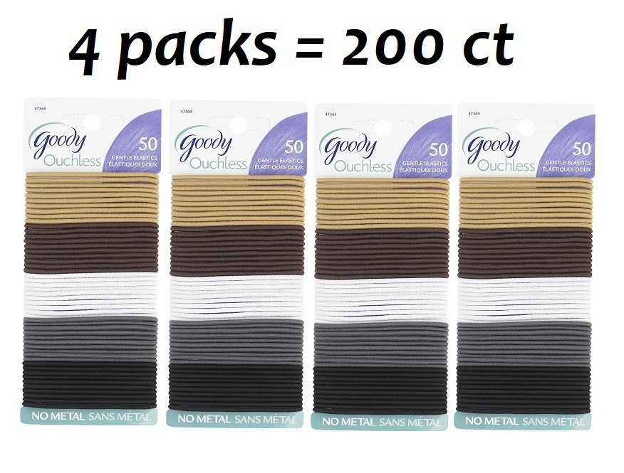 Ouchless Elastic Hair Ties 200 Ct – 2MM Neutrals No Damage Rubber Bands for Hair
