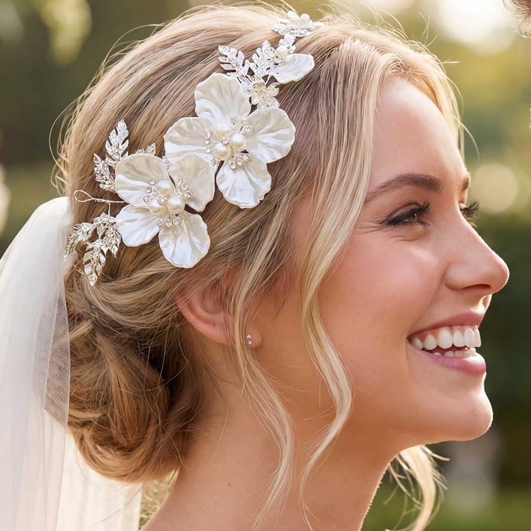 Wedding Headband Flower Hair Vine Silver Leaf Bridal Hair Accessories for Women