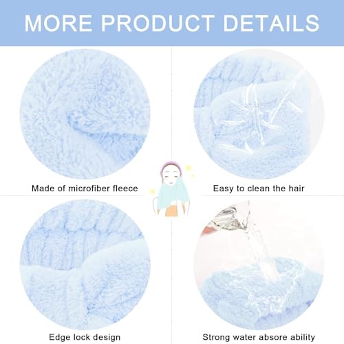 12 PCS Makeup Headband for Women Wrist Washband Pink, Purple, Blue, Green