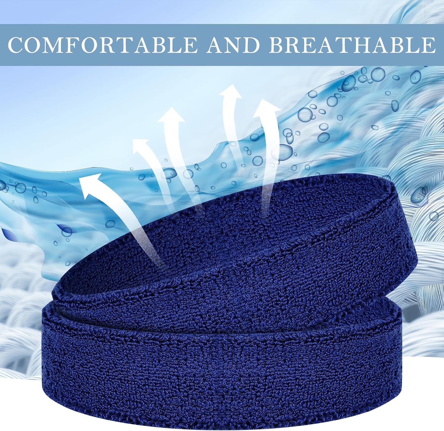 4 Pack Headbands for Men, Sweat Bands Headbands Men & Women, Cotton Terry Sweat