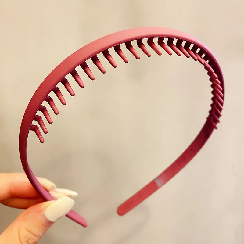 Women Simple Colorful Matte Toothed Hairbands Broken Hair Finishing Headband Out