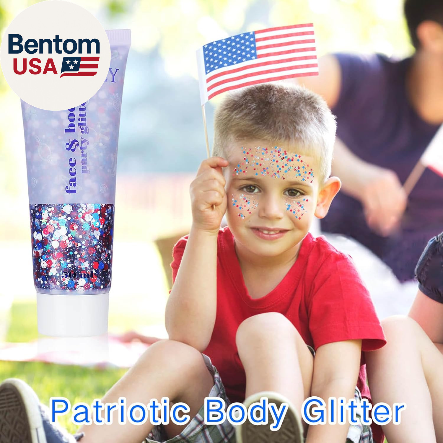 Red White and Blue Body Glitter,4Th of July Patriotic Accessories Hair Glitter f