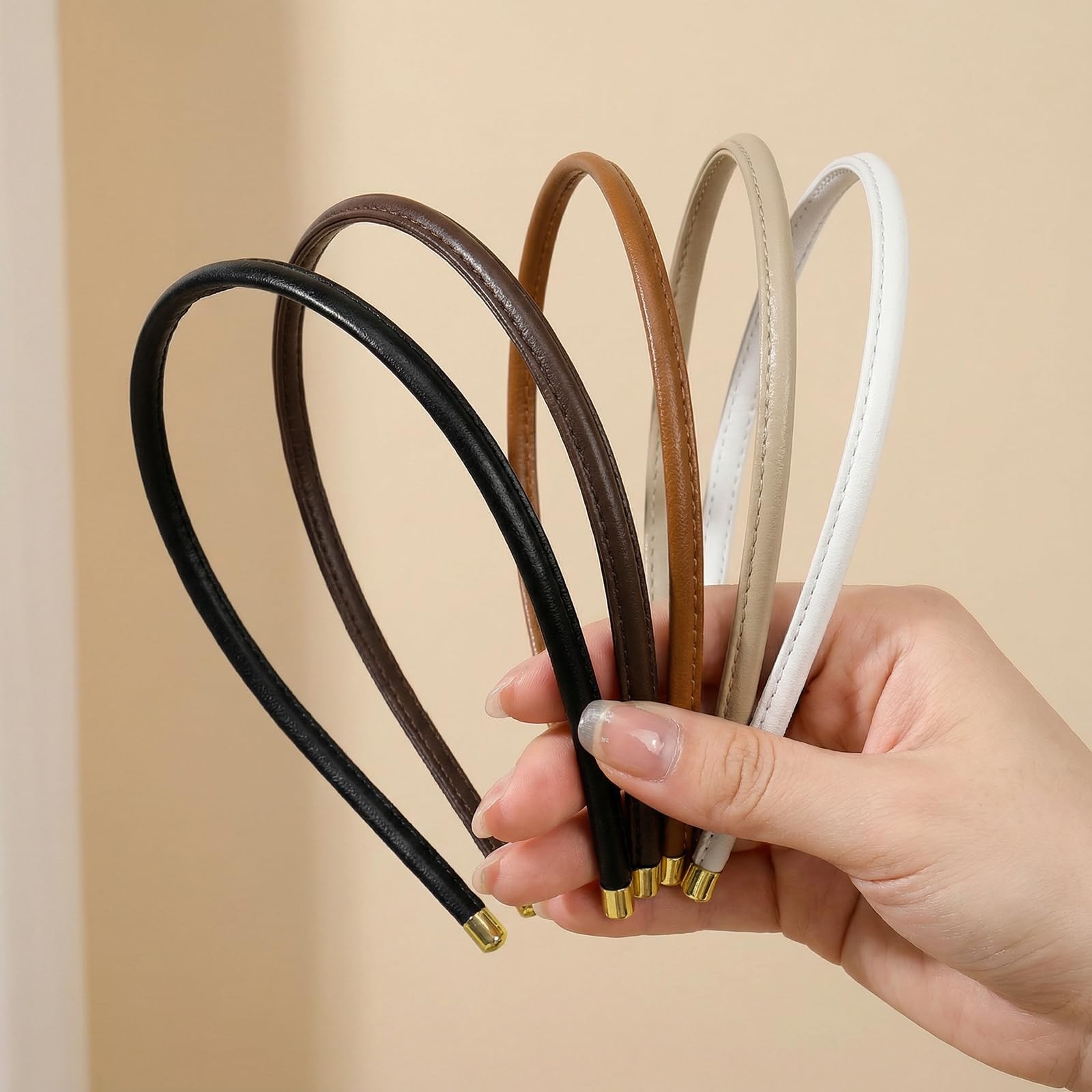5 Pcs Thin Leather Headbands for , Trendy Comfortable No Headache Headband No…