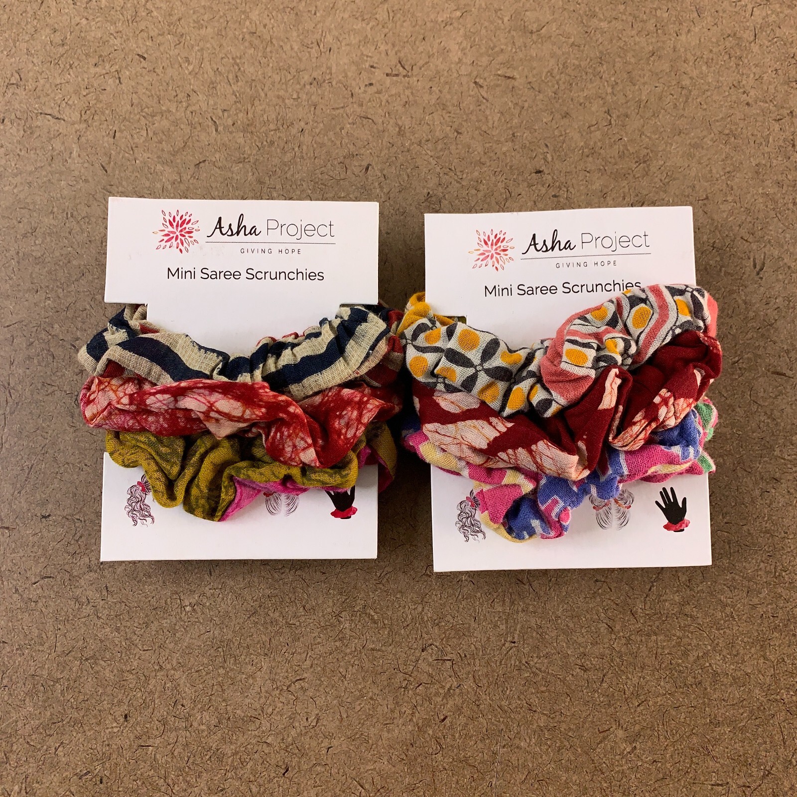 Women’s Colorful Printed Mini Saree Scrunchies 6 Pieces NWT