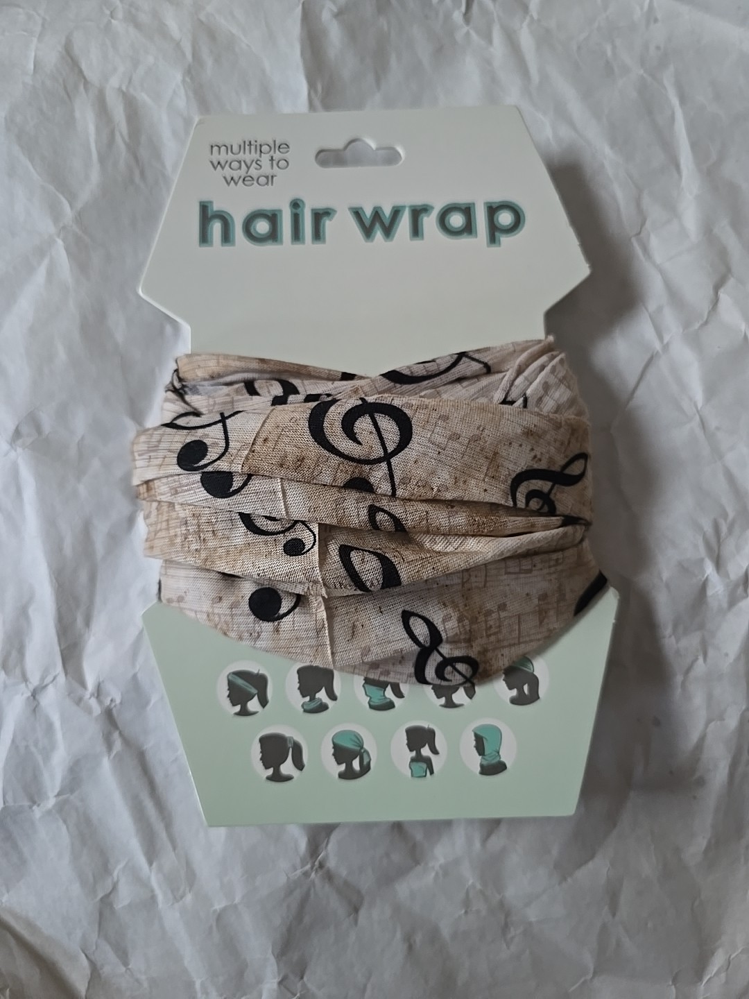 New Spoontiques Music Notes Theme Hair and Face Wrap