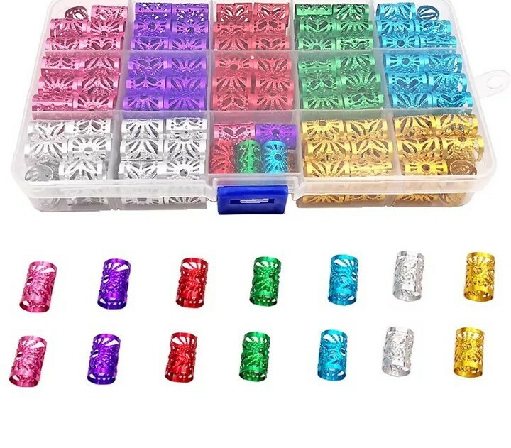 170pcs/Box Multicolor Aluminium Adjustable Styling Beads For Braids & Dreadlocs