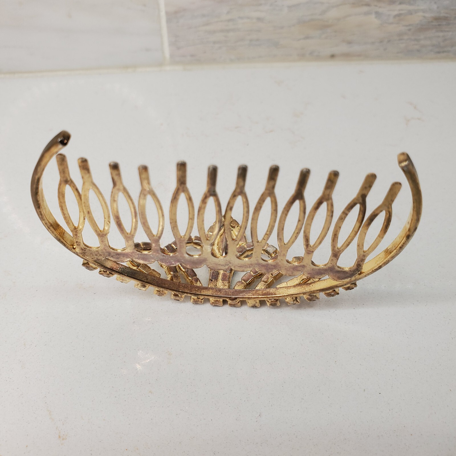 Hair Comb Rhinestone Crown Bun Decoration Marquis Cut Main Princess Queen Royal