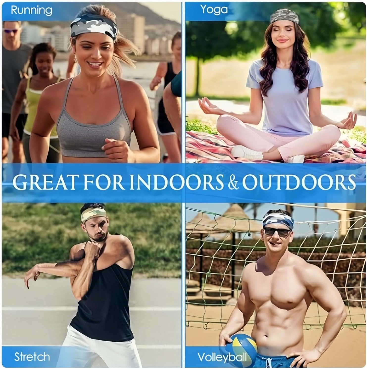 Sweat Headbands for Men,6 Pack Workout Sports Hairband for Gym, Ideal for Fitnes