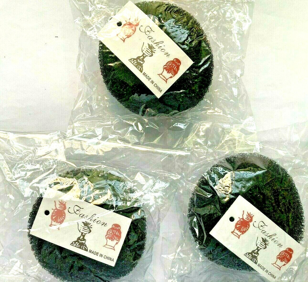 3 pic Hair Donut Bun Maker Ring Style Black 2.5”