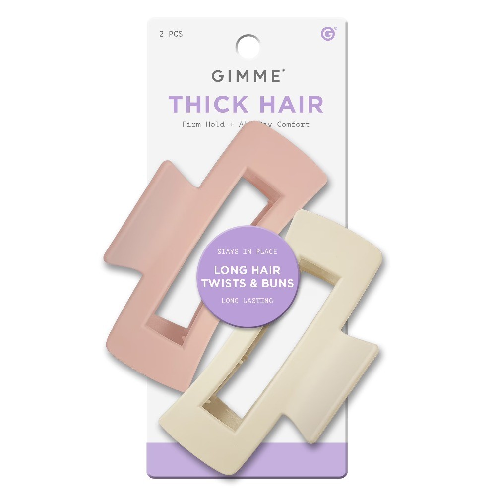 Beauty Rectangle Claw Clip for Thick Hair, Pink Blonde, 2 Count