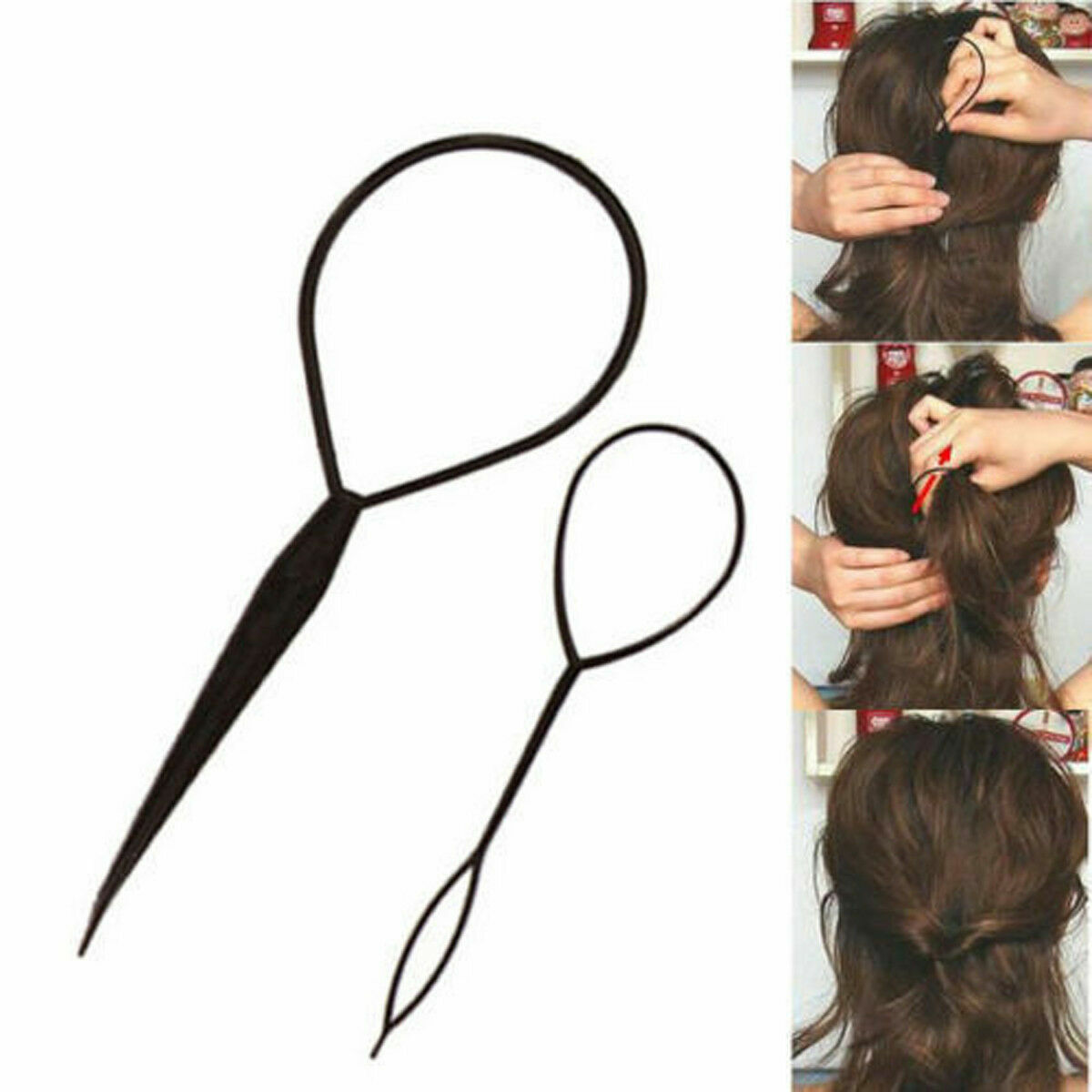 2PCS Fashion Topsy Magic Simple Tail Hair Braid Ponytail Maker Clip Styling Tool