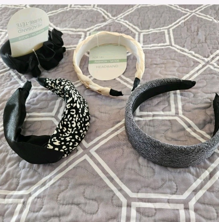 Women’s Fabric Headbands Set of 4 Braided Animal Print Solid Assorted Colors