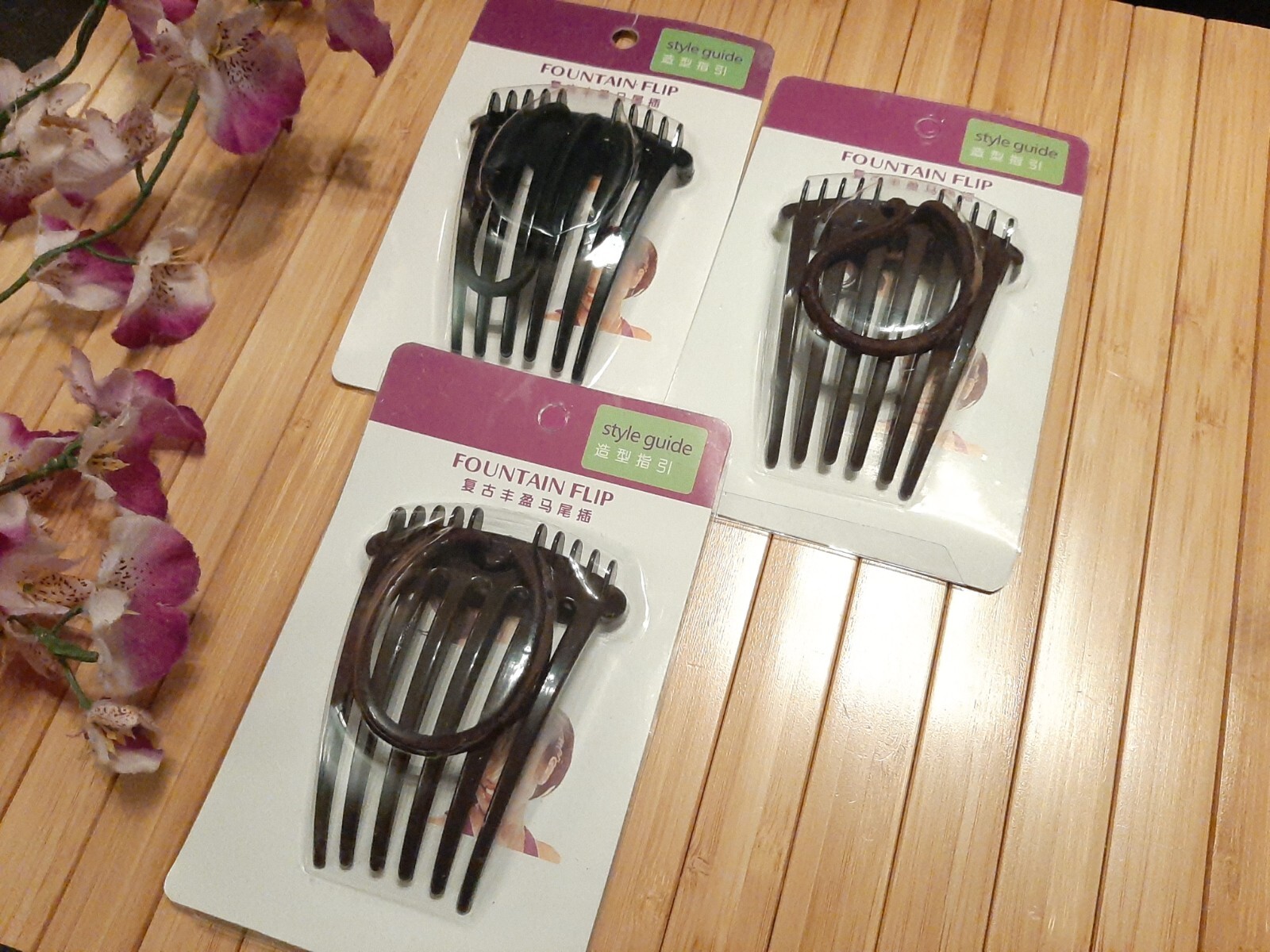 3 PONYTAIL FOUNTAIN FLIP HAIR ACCESSORIES ~ COFFEE Black & Brown