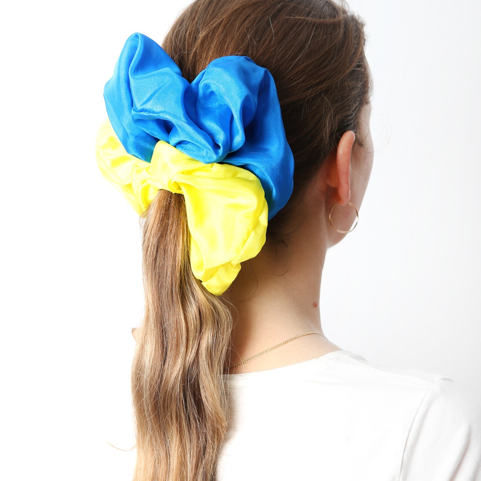 Ukraine Scrunchie Pure Silk Ukraine Flag Blue Yellow Scrunchie Ukraine Gift
