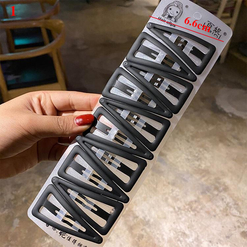 10 Pcs/set Matte Snap Hair Clips Pins BB Hairpin Black Metal Barrette Hairgrip√