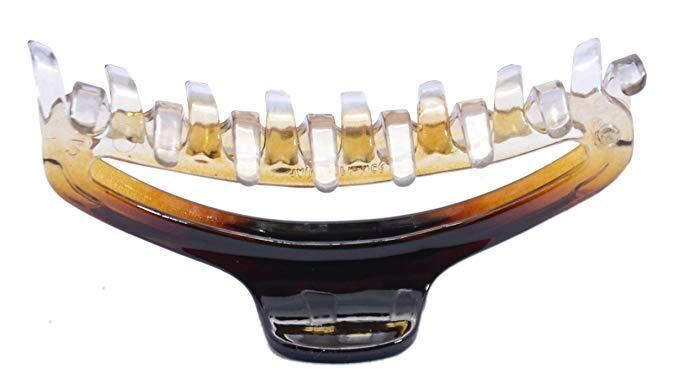 Parcelona French Slim Double Shaded Crystal Clear Shell Celluloid Hair Claw