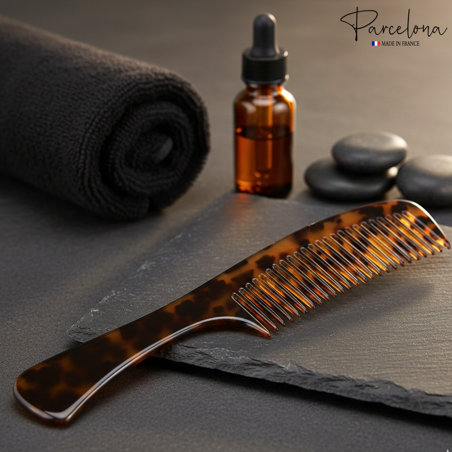 Parcelona French Wide Tooth Detangling Comb Cellulose Acetate Hair Comb Clip