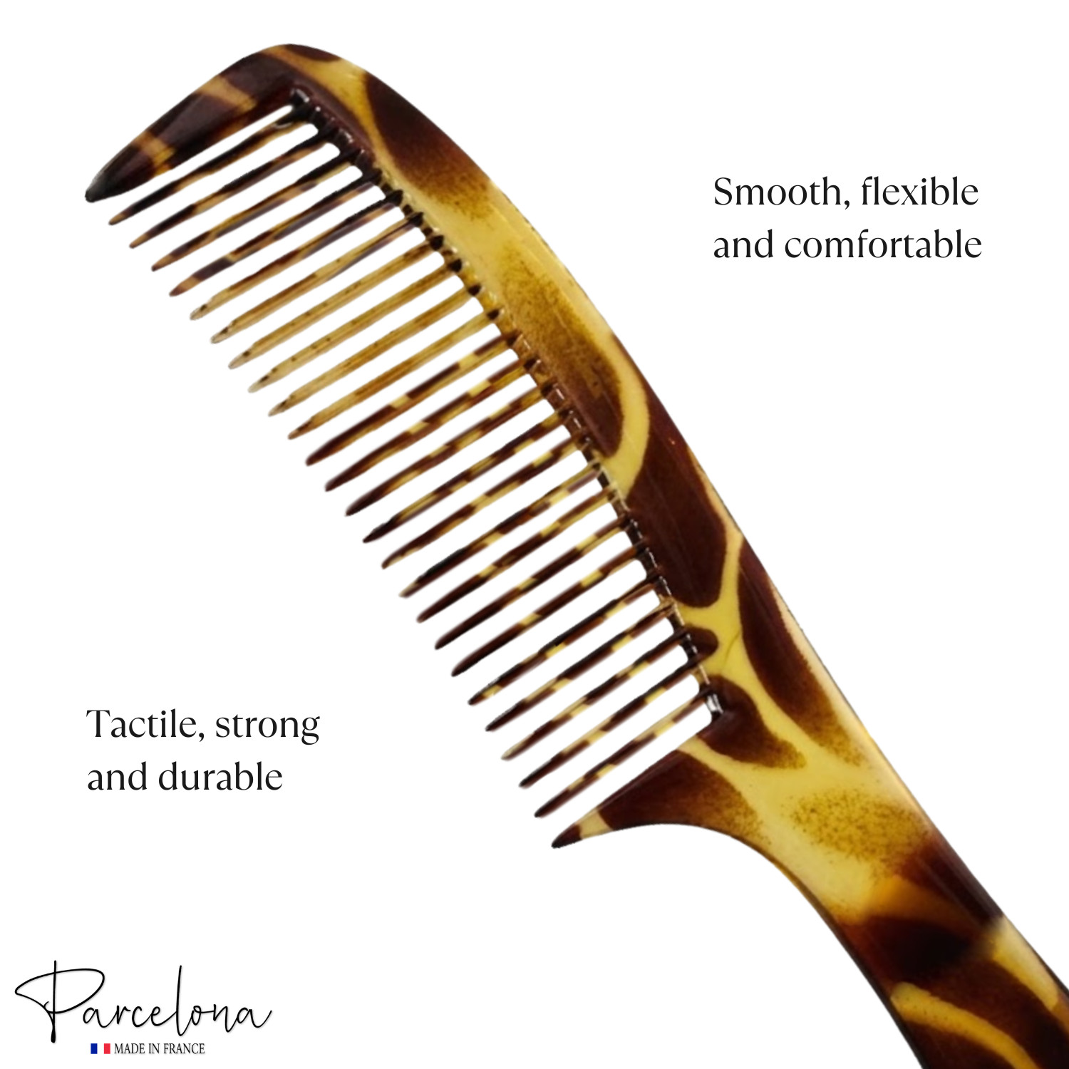Parcelona French Wide Tooth Detangling Comb Cellulose Acetate Hair Comb Clip