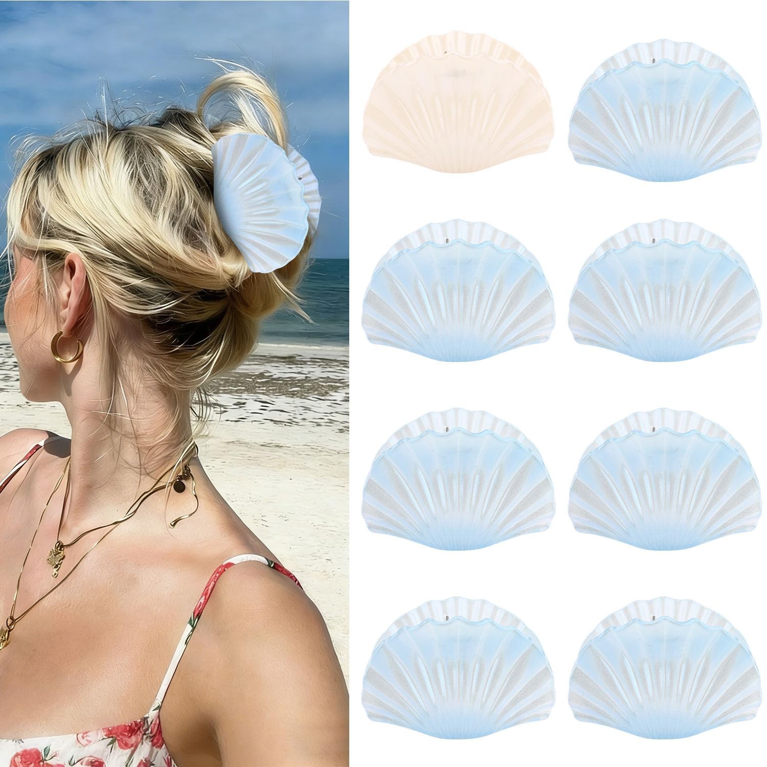 Yuxiaoyu Bridesmaid Proposal Gifts 8PCS Beach Claw Clips With Seashell 1+7