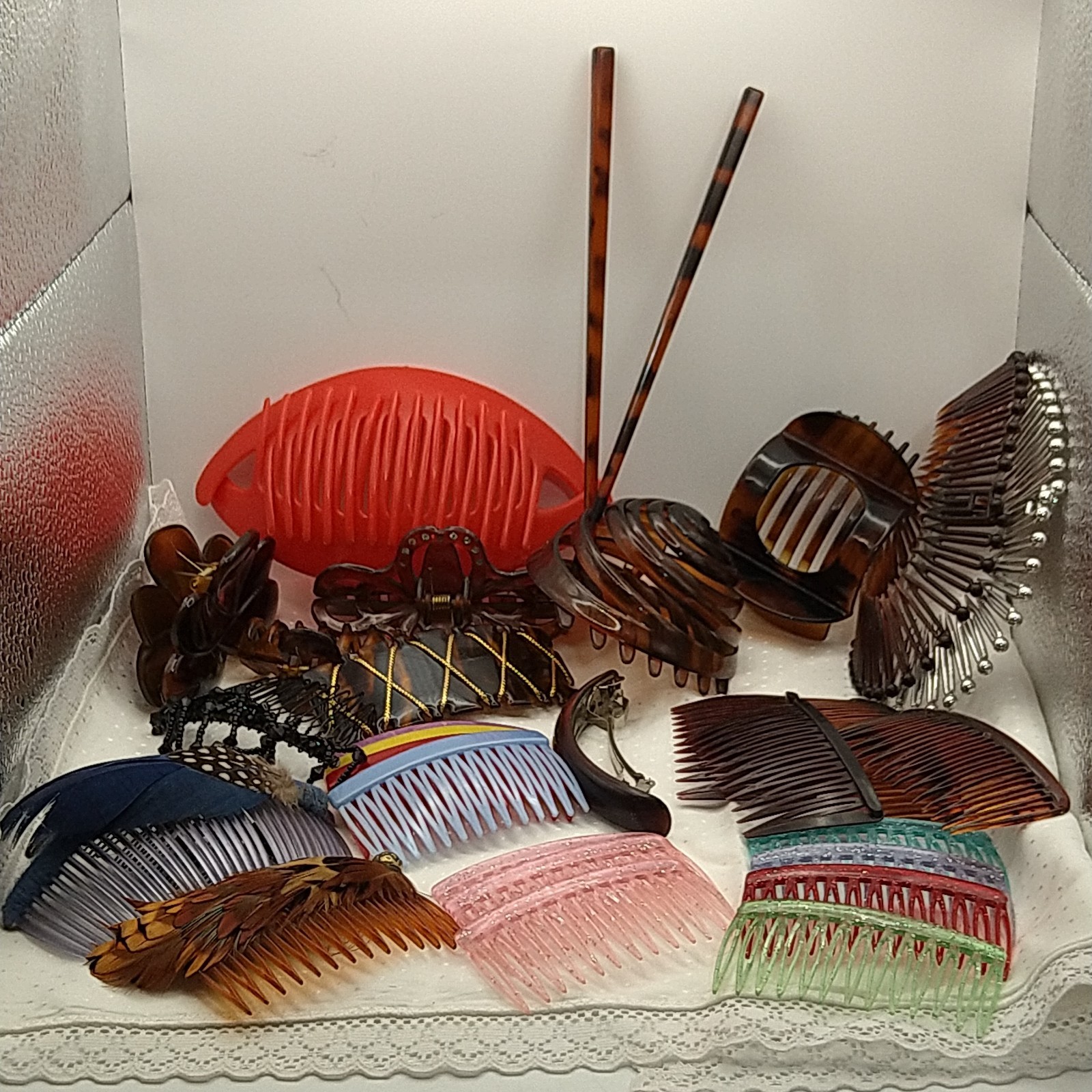80s Hair Lot Claws Banana Clips Bun Chop Stick Barrette Side Comb Tortoise 30pcs