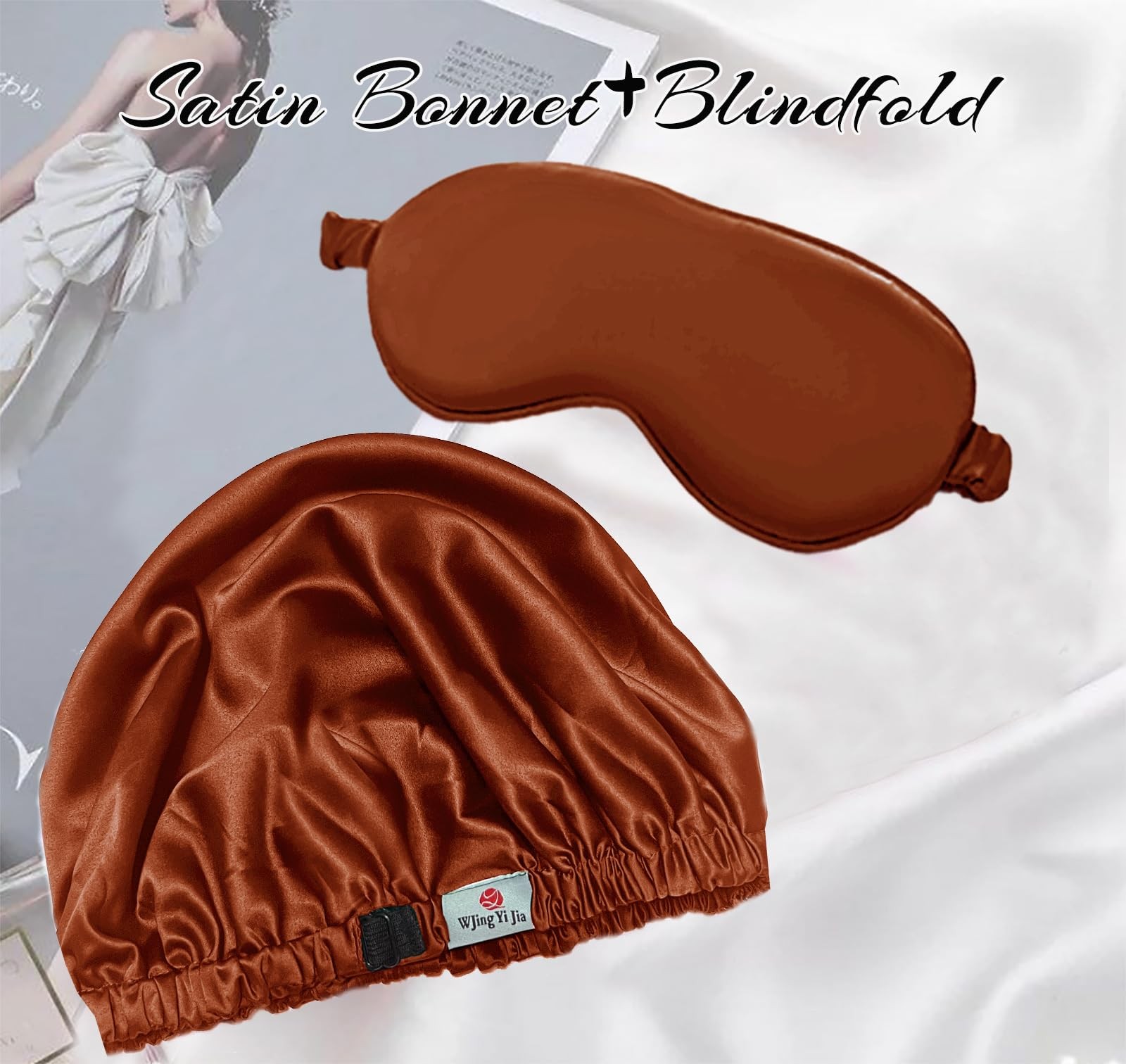 2Pcs Hair Bonnets For Sleeping Satin Bonnet Silk Plus Size, Maple