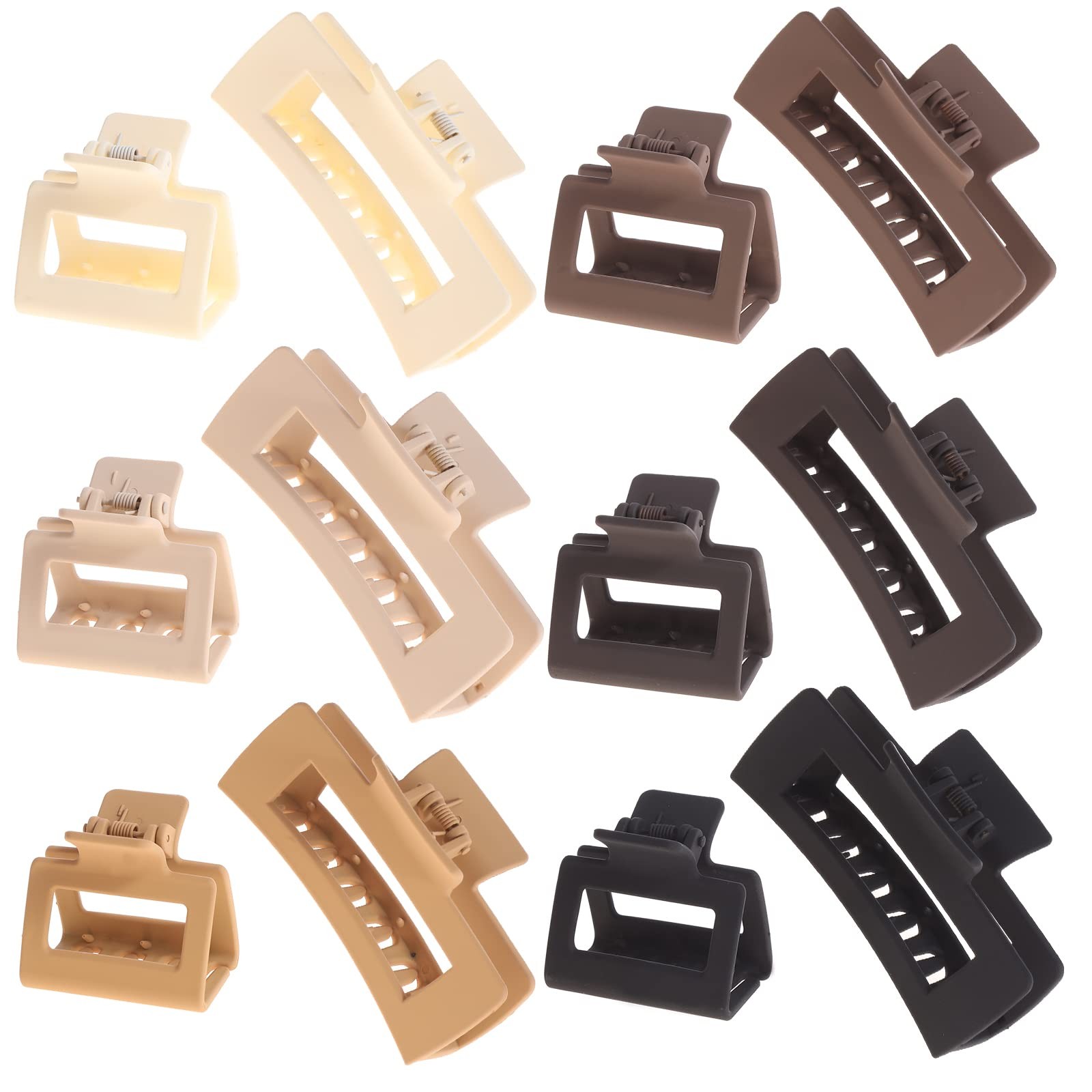 Alemaky 12 Pack Square Claw Clips, Big 12 Count (Pack of 1), Mixed Neutral
