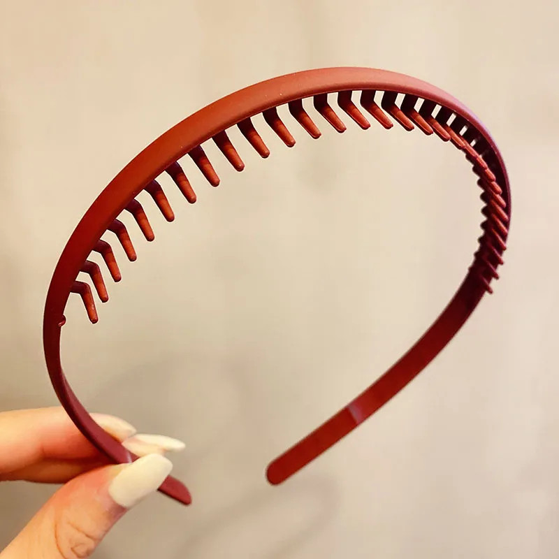 Women Simple Colorful Matte Toothed Hairbands Broken Hair Finishing Headband Out