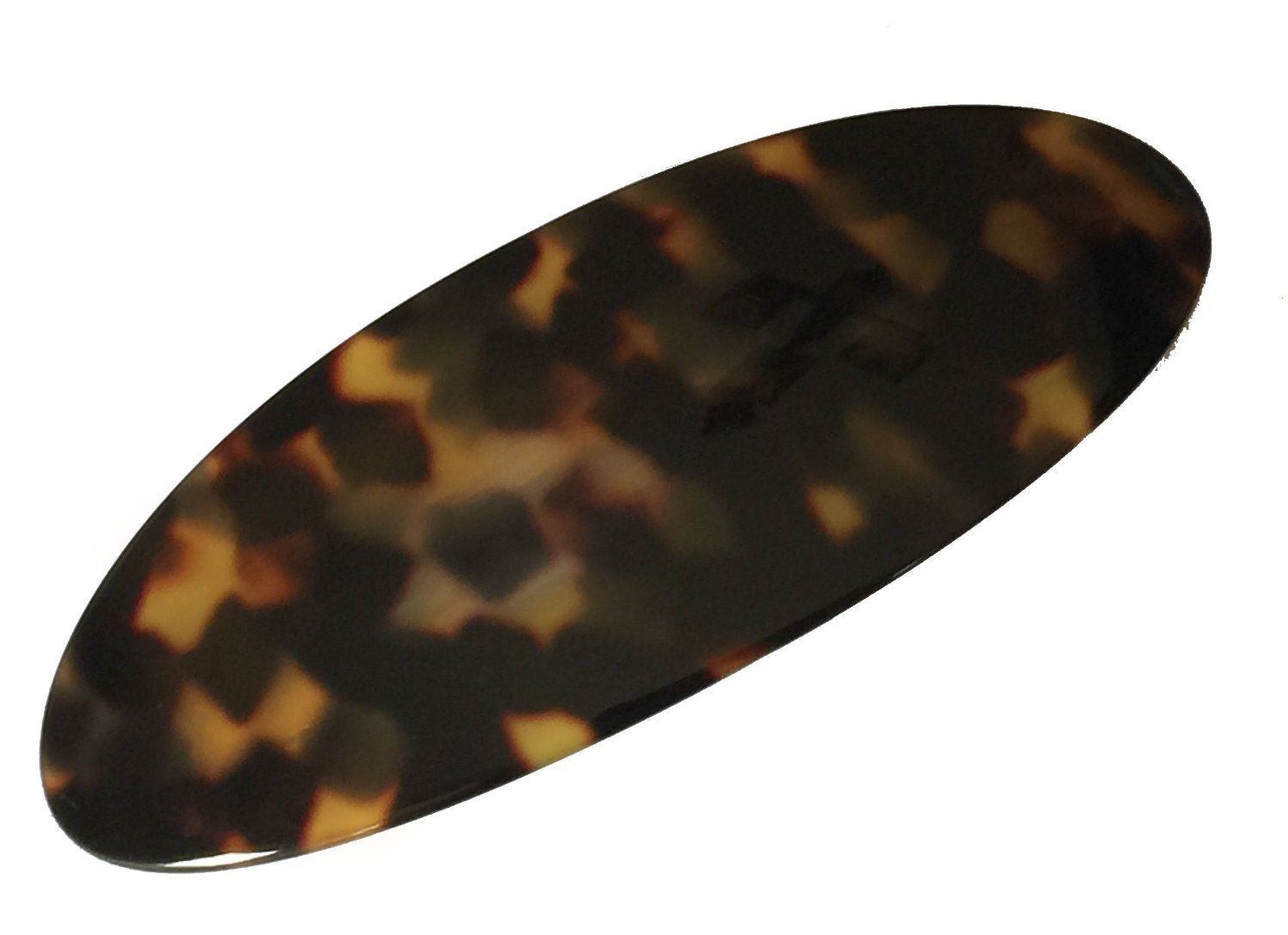 French Amie Fine Oval Medium Celluloid Handmade Automatic Hair Clip Barrette