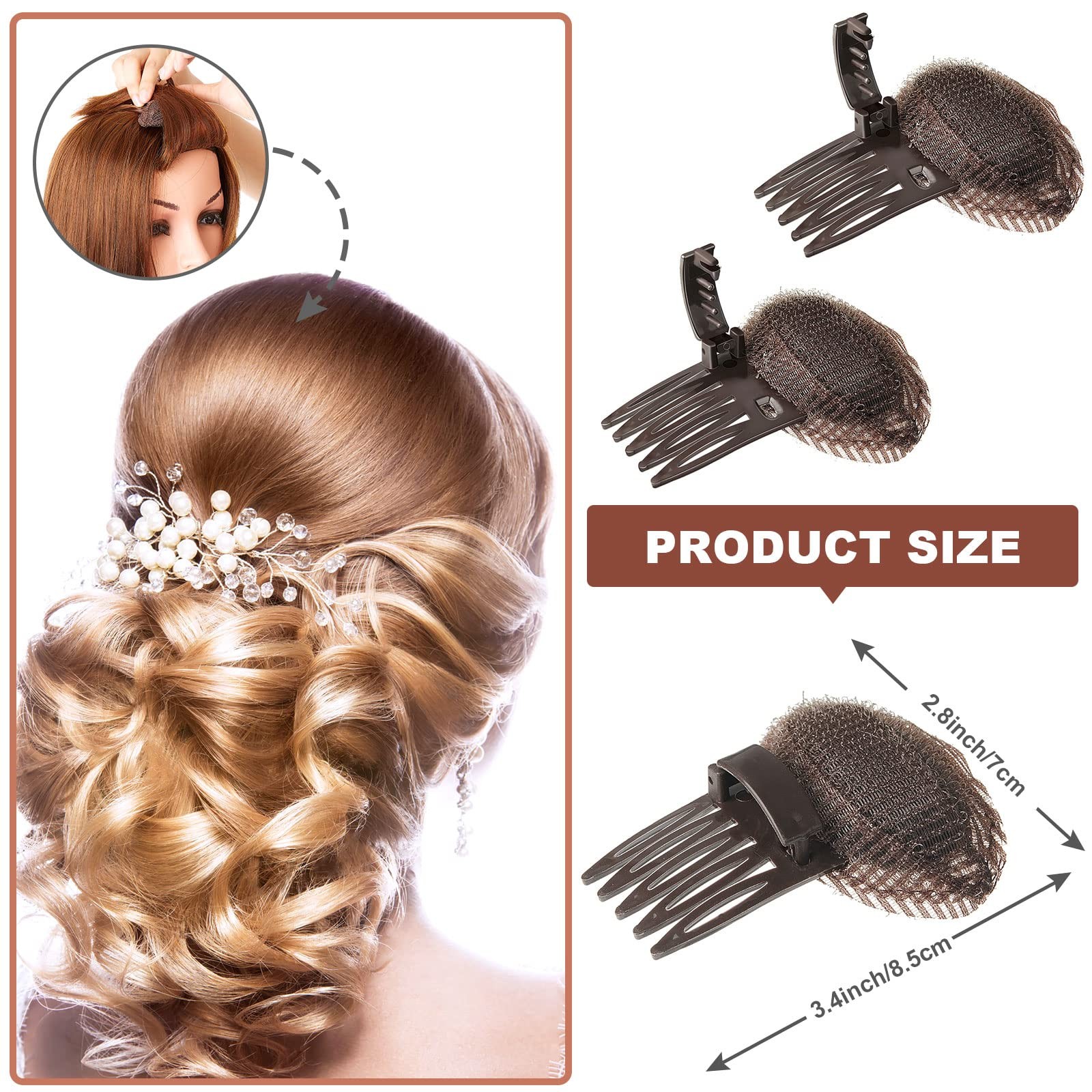 4 Pieces Puff Hair Accessories – Invisible Fluffy Sponge Clips, Front Comb Bu…