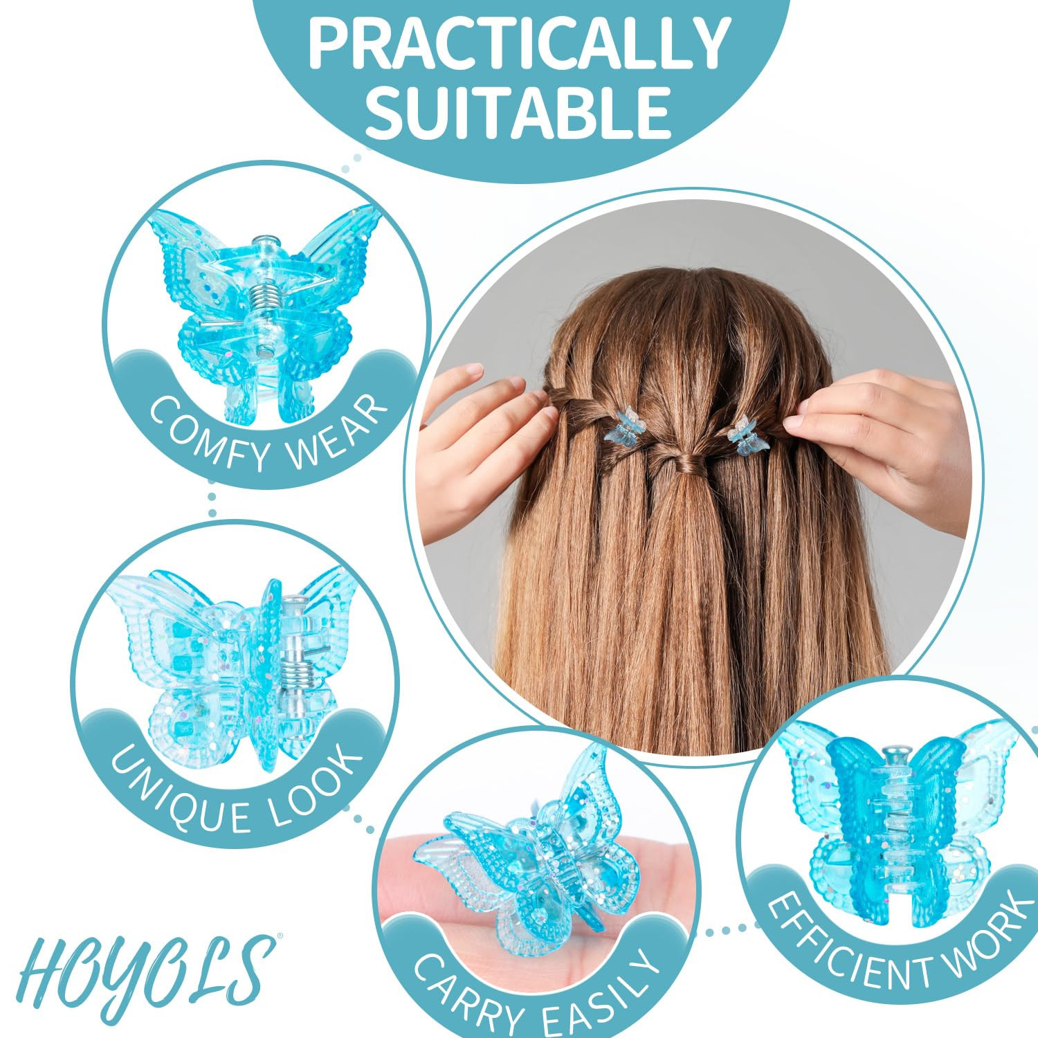 Glitter Butterfly Hair Clips, 90s Y2K Sparkle Accessories for Girls Women Toddle