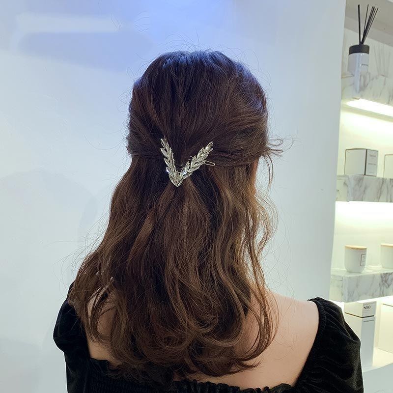 Luxury Crystal Hair Clip Women Korean V Shape Buckle Hairpin Fashion Headwear Gi
