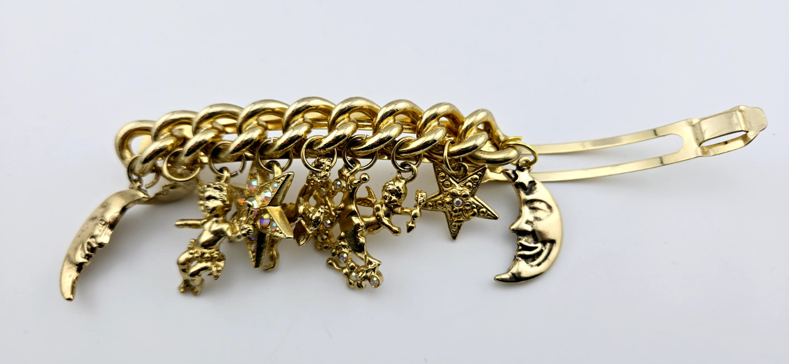 Kirks Folly Star Moon Celestial Angel Crystal Charm GT Hair Barrette USA/France