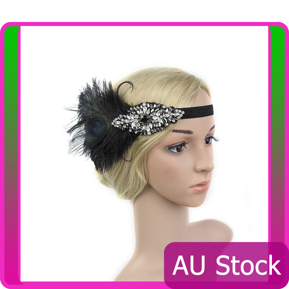 1920s Headband Vintage Bridal Gatsby 20s Flapper Feather Gangster 20’s Headpiece