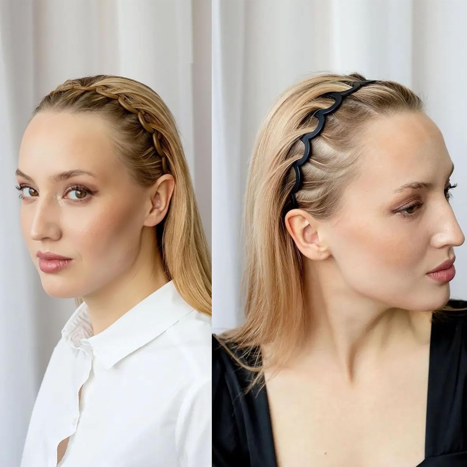 6 PCS Zig Zag Headbands Plastic Wavy Hair Head Band Comb with Teeth Hoop