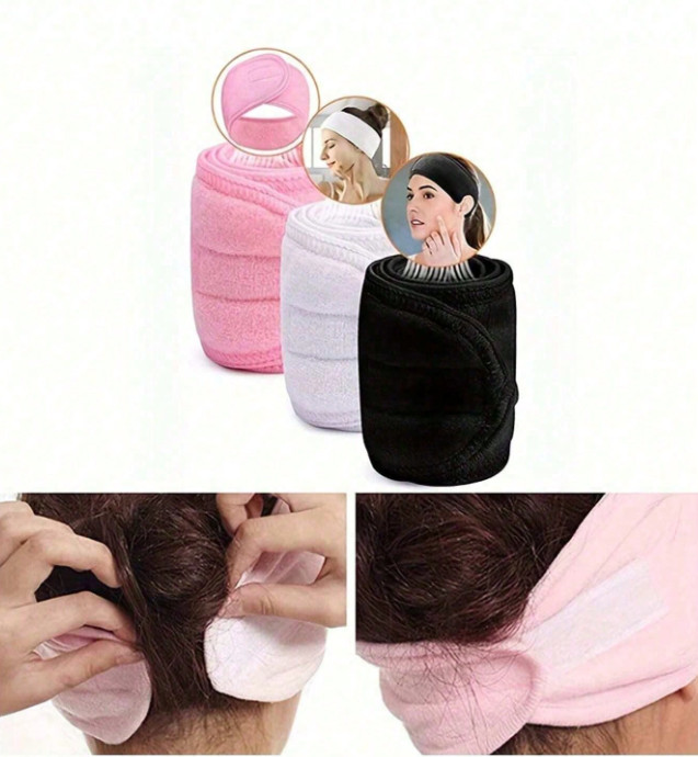1pc Adjustable Non-Slip Spa Headband – Soft Wide Band for Makeup & Skincare – V2