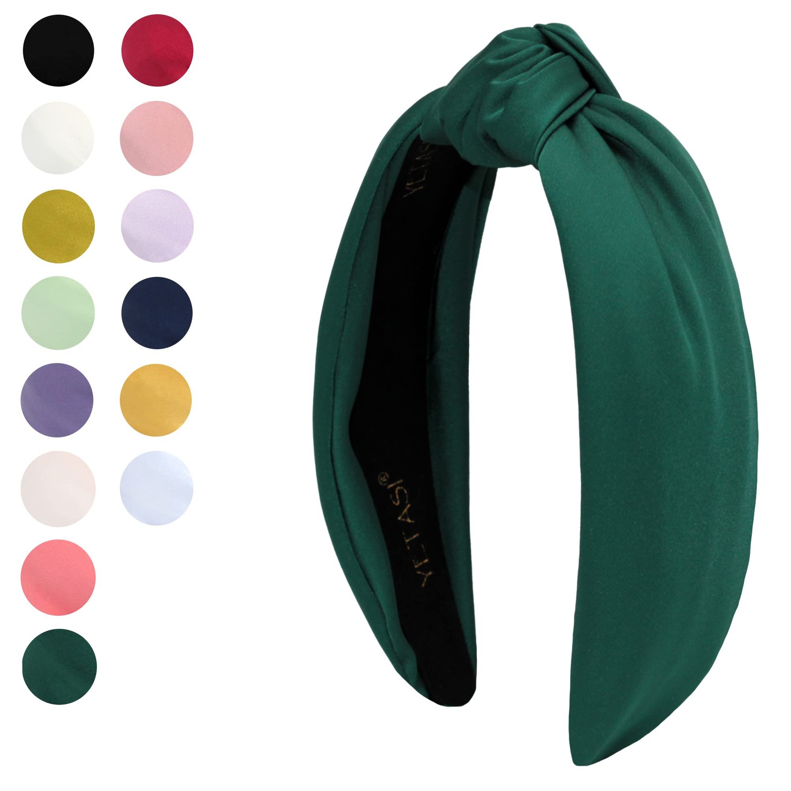 Satin Headbands for Women – Forest Green Knotted Headband made of Silk Qualit…