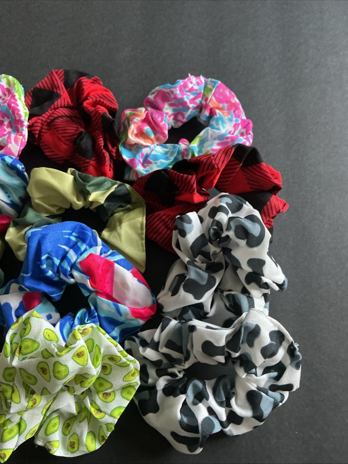 12pc Lot Hair Scrunchies Tween Floral Red Blue Pink Multicolor, Brand New