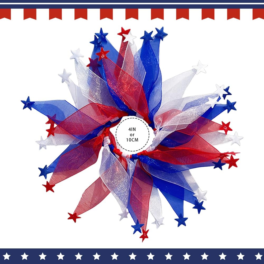 American Hair Ties for Women | Red White and Blue Hair Elastic No Damage 2 Pc…