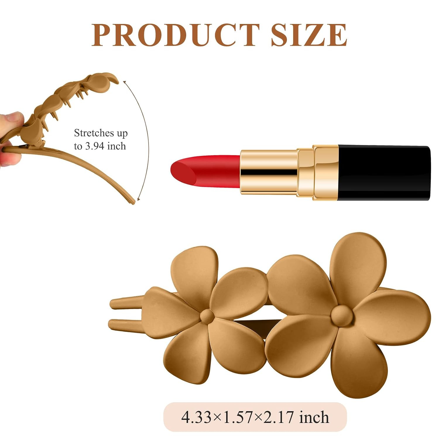 8Pcs Flower Flat Hair Clips, Stylish Lay Flat Claw Clips for Women Girls, Non-Sl