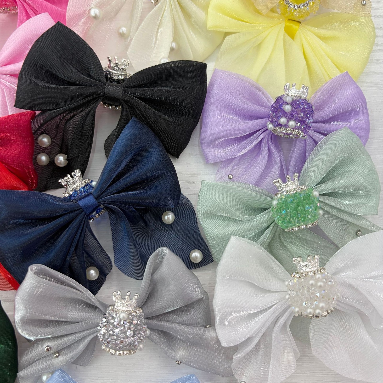 5pcs Random Luxury Bow Crown Beads Faux Pearl Mesh DIY Pen Jewelry Making Parts