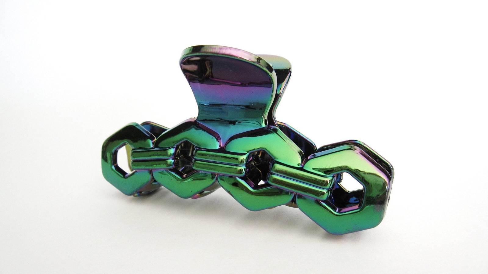 Metallic iridescent multi colored acrylic hair claw clip for long fine hair