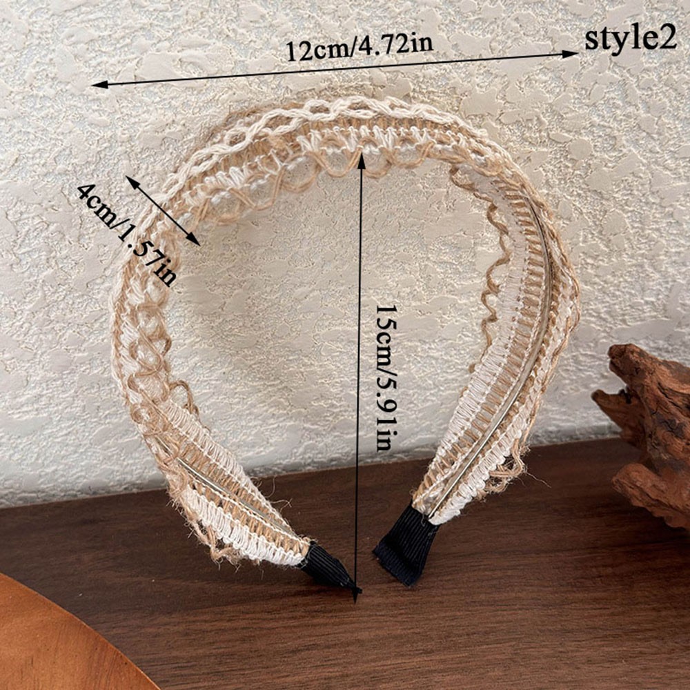 2PACK Straw Wide-Brimmed Braided Headband Hair Band Hand-Woven Linen Hair Hoop